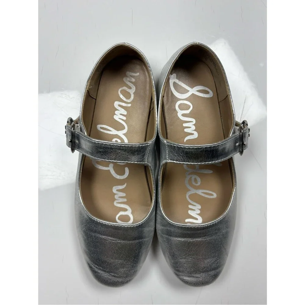 Sam Edelman Girls' Metallic Silver Mary Jane Shoes